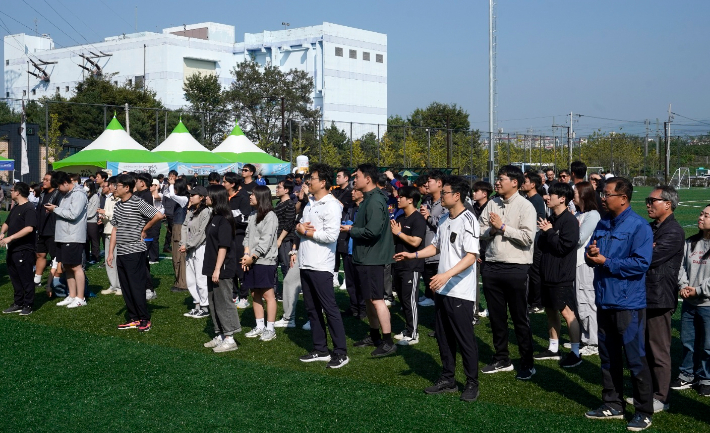 대구경북기자협회 체육대회 개회식. 대구경북기자협회 제공