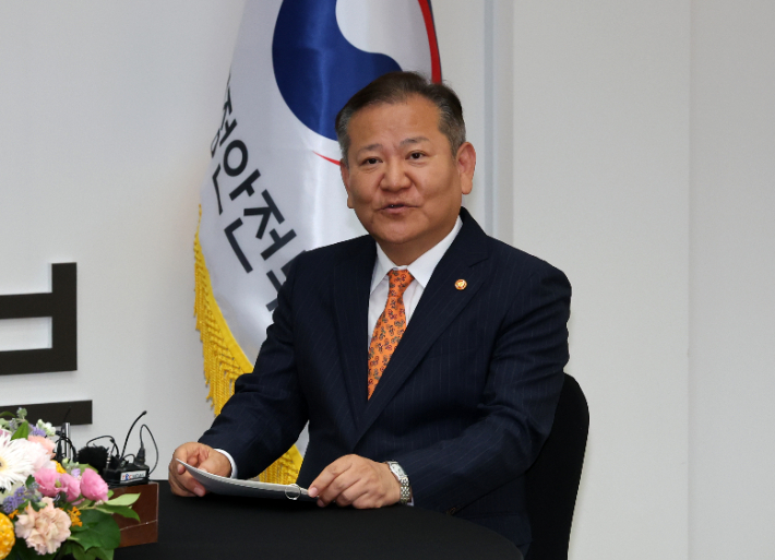 발언하는 이상민 행정안전부 장관. 연합뉴스