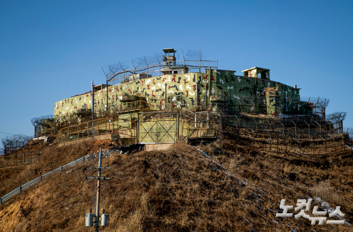 '9.19 남북 군사합의'에 따른 비무장지대(DMZ) 내 시범 철수 감시초소(GP) 가운데 역사적 가치를 고려해 원형을 보존하기로 한 강원도 고성 GP. 사진공동취재단