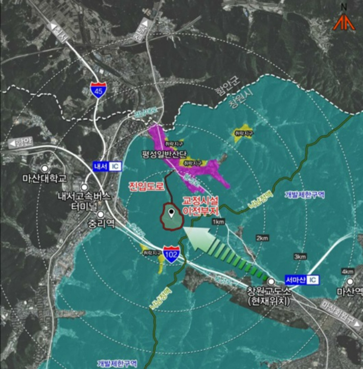 창원교도소 이전 사업 위치도. 창원시 제공