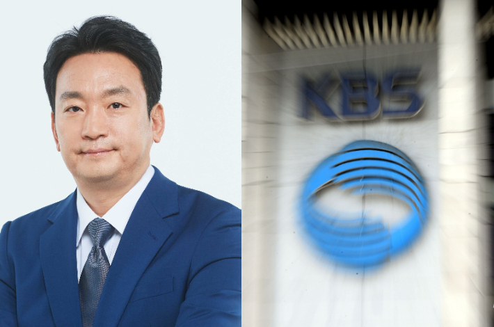 장범 앵커와 여의도 KBS 사옥. KBS 제공, 황진환 기자