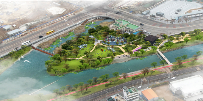 서방천 기아챔피언스필드 연계형 친수공간 조감도. 광주시 제공