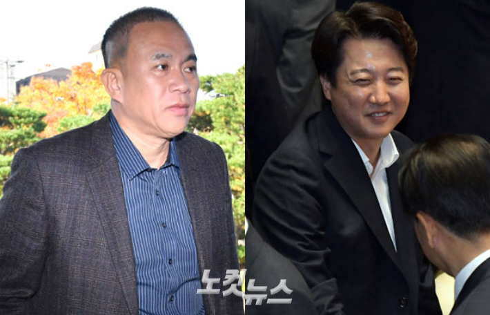 명태균씨(왼쪽)·개혁신당 이준석 의원. 류영주 기자·윤창원 기자 