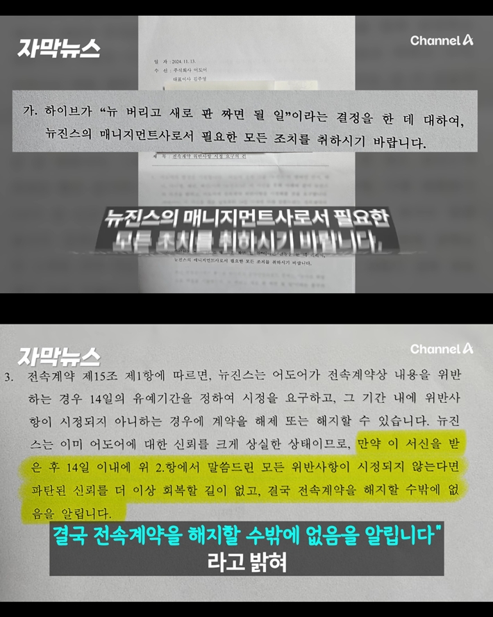 14일 자 채널A 보도 캡처