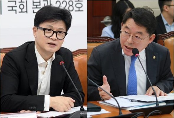 국민의힘 한동훈 대표와 더불어민주당 박희승 의원. 윤창원 기자, 박희승 의원실 제공