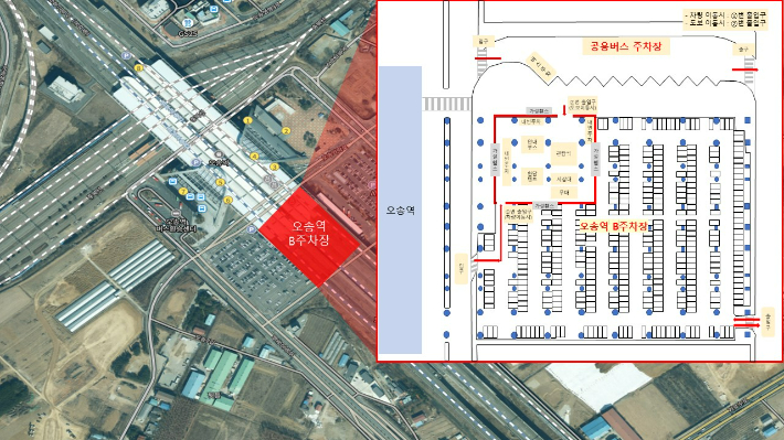 오송역 선하공간 활용 시범 사업 기공식 위치도. 충북도 제공