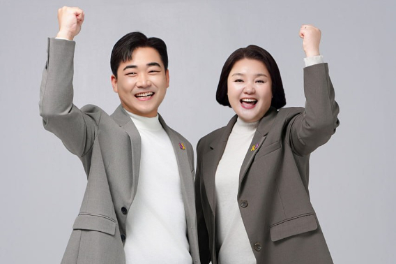 박영환 전교조 위원장 당선인(왼쪽)과 양혜정 사무총장 당선인. 전교조 제공