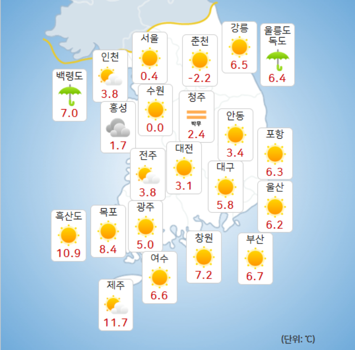 30일 오전 9시 기준 지역별 날씨 현황. 기상청 제공