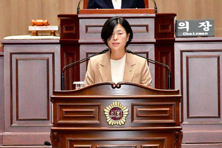 광주시의회 최지현 의원 본회의 발언 모습. 광주시의회 제공