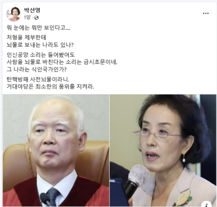 박선영 이사장 페이스북 캡처