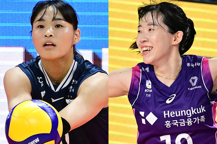 왼쪽부터 문지윤, 김미연. KOVO 제공