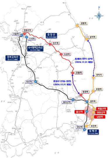 ITX마음 노선도. 울산시 제공