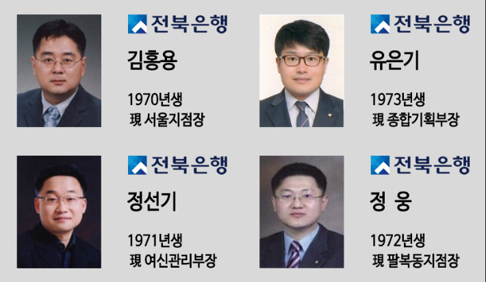 전북은행이 4명의 부행장을 선임했다. 전북은행 제공