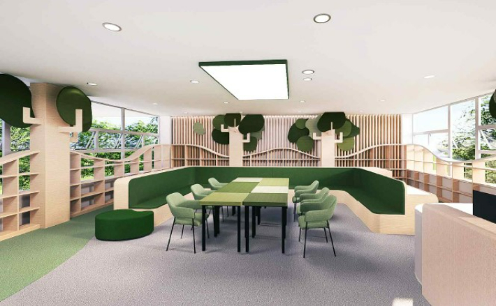 숲을 주제로 꾸며진 기장어린이도서관 3층 어린이자료실 전경. 기장군 제공 