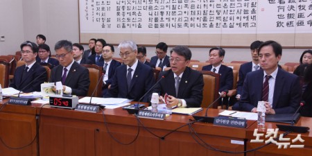 김정원 헌법재판소 사무처장이 7일 서울 여의도 국회에서 열린 법제사법위원회 전체회의 현안질의에 출석해 의원 질의에 답변을 하고 있다.