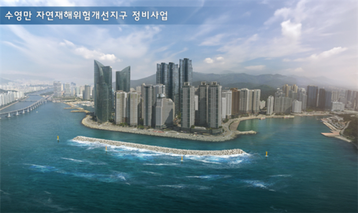 해운대 마린시티 앞에 수중 방파제를 설치하는 사업이 본격화한다. 부산시 제공