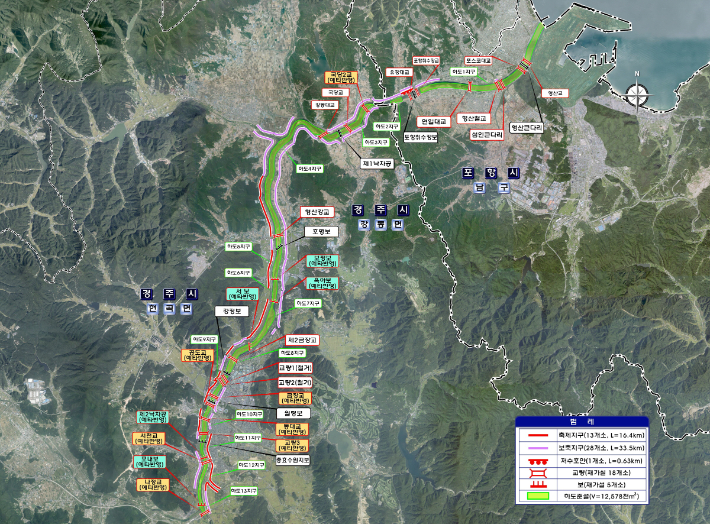 형산강 하천환경 정비사업 위치도. 경주시 제공