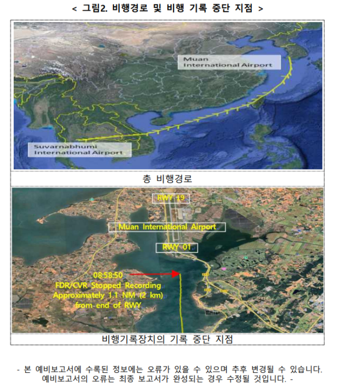 국토교통부 항공철도사고조사위원회가 27일 공개한 예비보고서 중 캡처