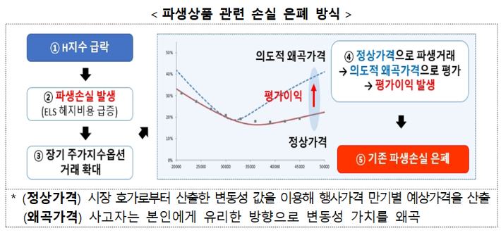 2024년 지주･은행 등 주요 검사를 통해 확인한 파생상품 관련 손실 은폐 방식. 금융감독원 제공