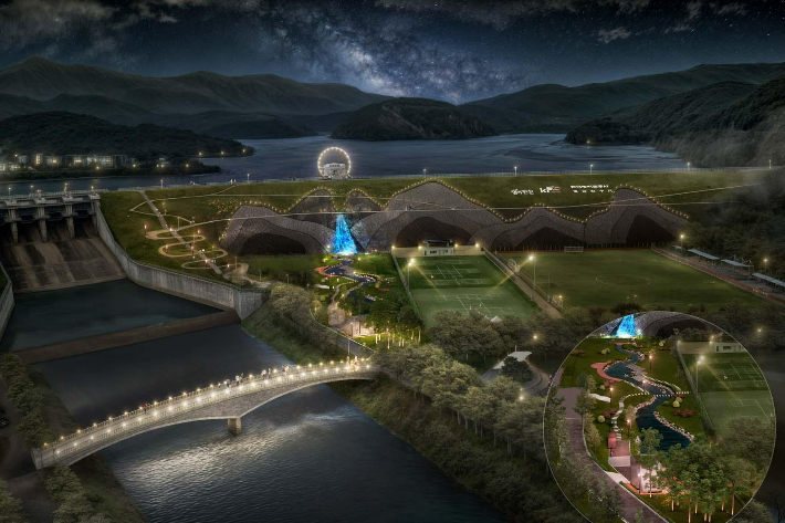 진천군 백곡저수지 일원 특화경관 조성사업 조감도. 충북도 제공 