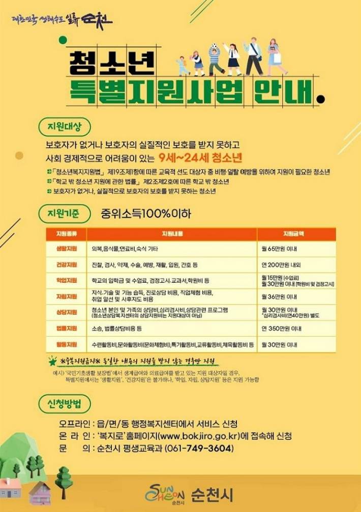 순천시 위기청소년 특별지원 대상자 모집