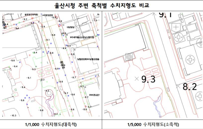 대축척 수치지형도. 울산시 제공