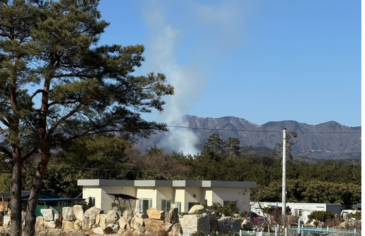 지난 4일 낮 12시 21분쯤 강원 고성군 토성면 성대리 인근 야산에 불이 나 출동한 산림당국 등에 의해 29분 만에 진화됐다. 산림청 제공