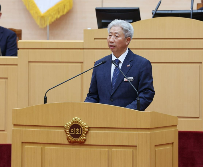 박형대 전남도의원이 민생지원금 전남 모든 시ㆍ군 확대를 촉구하고 있다. 전남도의회 제공