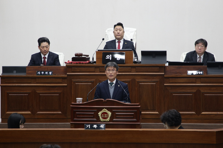 천창수 울산광역시교육감은 12일 오전 울산시의회 본회의장에서 열린 제253회 시의회 임시회 제1차 본회의 시정연설을 했다. 울산시교육청 제공  