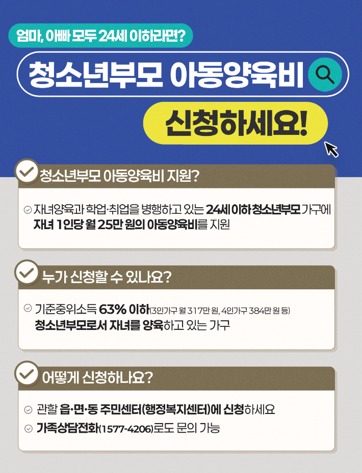 청소년부모 아동양육비 지원사업 홍보물. 전남도 제공