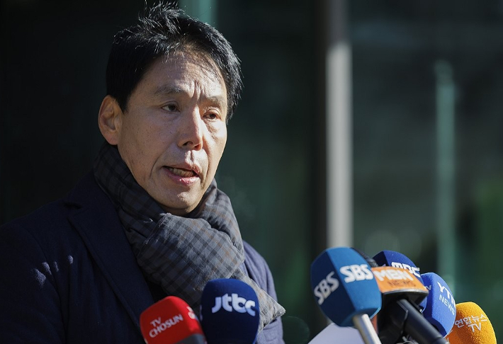 대한축구협회 회장 선거에 출마한 신문선 후보. 연합뉴스