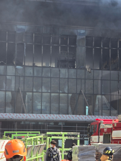 14일 오전 부산 기장군 반얀트리 호텔 공사장에서 불이 나 큰 인명피해가 발생했다. 부산경찰청 제공