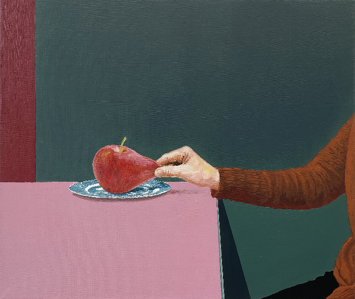 박은선, 사과(2025), 캔버스에 아크릴, 38x45.5cm. 아터테인 제공