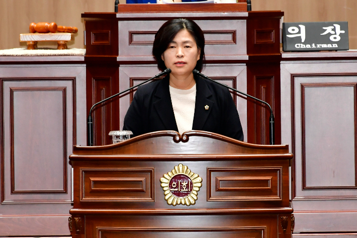 최지현 광주시의원 본회의 발언 모습. 광주시의회 제공