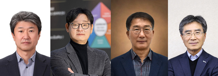 송호준 에코프로 대표, 최문호 에코프로비엠 대표, 김종섭 에코프로에이치엔 대표, 김병훈 에코프로머티리얼즈 대표(왼쪽부터). 에코프로 제공