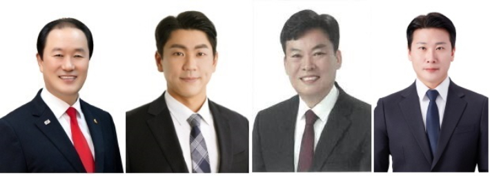 4·2 재보궐선거 인천 강화군 선거 후보들. 왼쪽부터 인천시의원(강화군) 후보에 윤재상(66) 국민의힘 후보와 오현식(30) 더불어민주당 후보 , 강화군의원(가) 후보에 국민의힘 박을양(60) 후보와 더불어민주당 차성훈(33) 후보. 중앙선거관리위원회 및 국민의힘 인천시당 제공