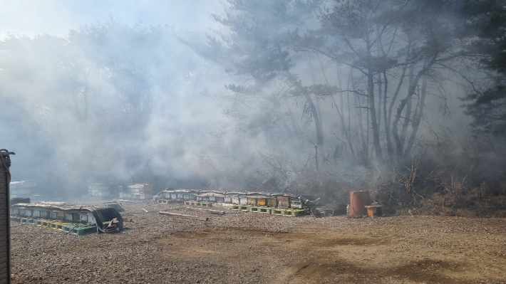 경주시 천북면 화재. 경북소방본부 제공