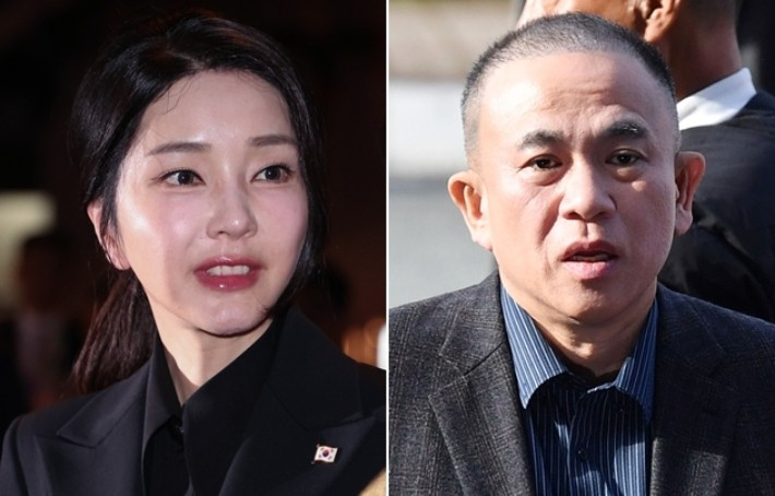 김건희 여사와 명태균 씨. 연합뉴스·류영주 기자 