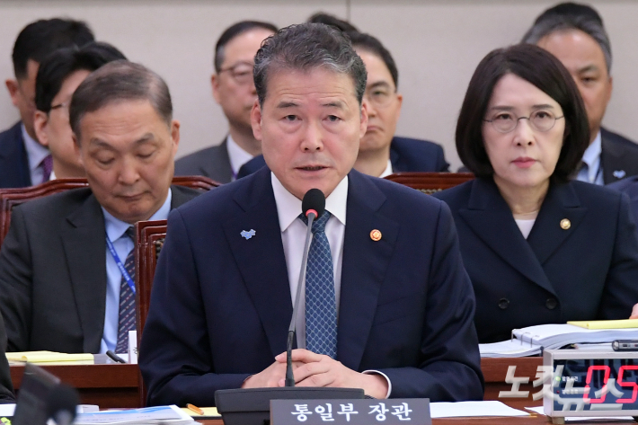 발언하는 김영호 통일부 장관. 윤창원 기자