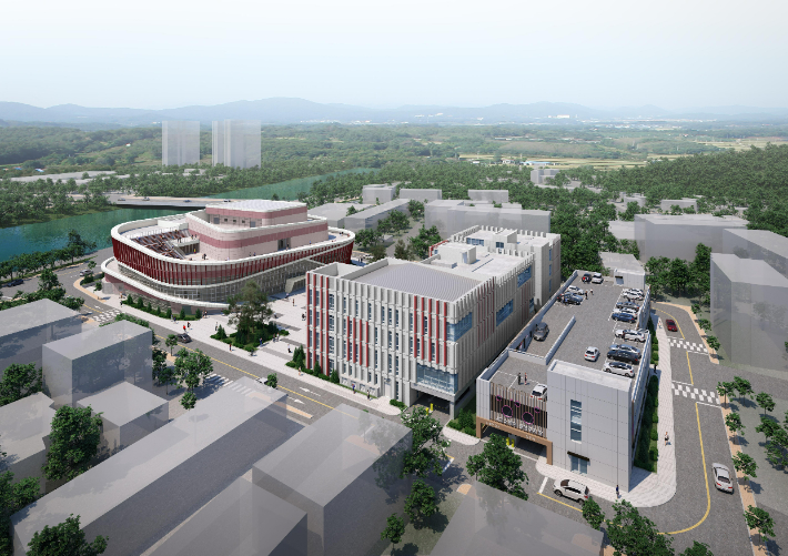 문화예술회관, 복합커뮤니티센터, 도시재생어울림센터 조감도. 진천군 제공