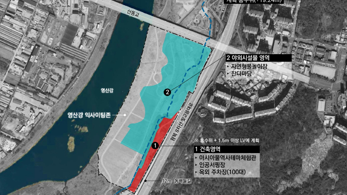 아시아 물역사 테마체험관 및 자연형 물놀이 체험시설 조성 설계공모 위치도. 광주광역시 제공