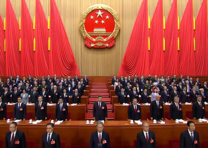 5일 베이징 인민대회당에서 열린 전국인민대표대회 개막식. CCTV 홈페이지 캡처