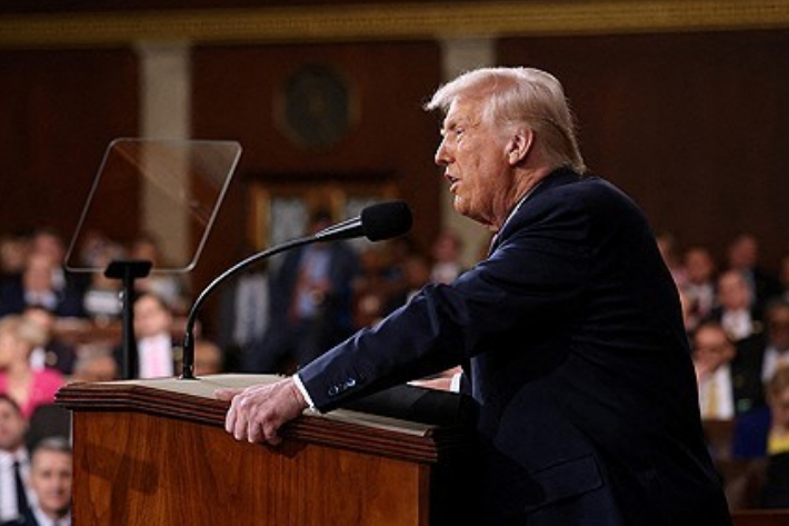 의회 상하원 합동회의에서 연설하는 도널드 트럼프 미국 대통령. 연합뉴스