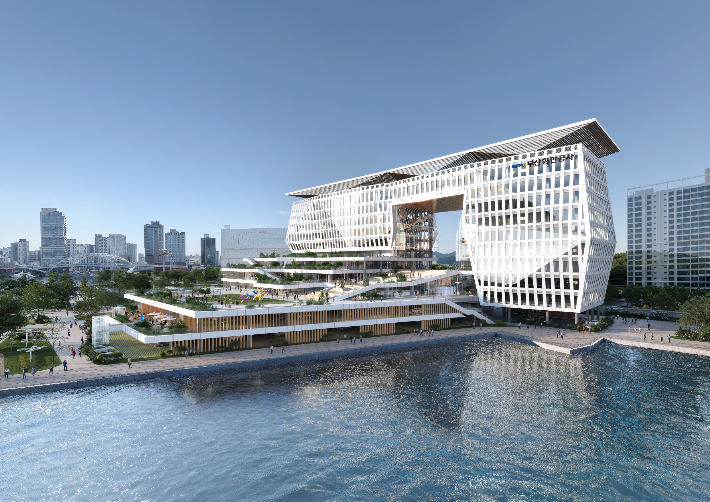 부산항만공사 사옥 증축 사업의 설계 공모 당선작. 부산항만공사 제공