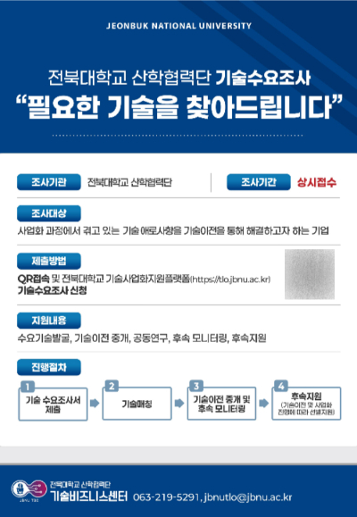 전북대 산학협력단 기술수요조사 포스터. 전북대 제공