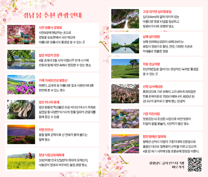 봄 추천 관광 안내. 경남도청 제공