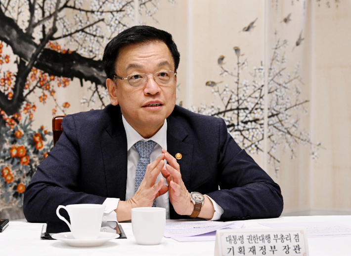 최상목 대통령 권한대행 부총리 겸 기획재정부 장관이 10일 정부서울청사에서 열린 대외경제현안간담회에서 발언하고 있다. 기획재정부 제공