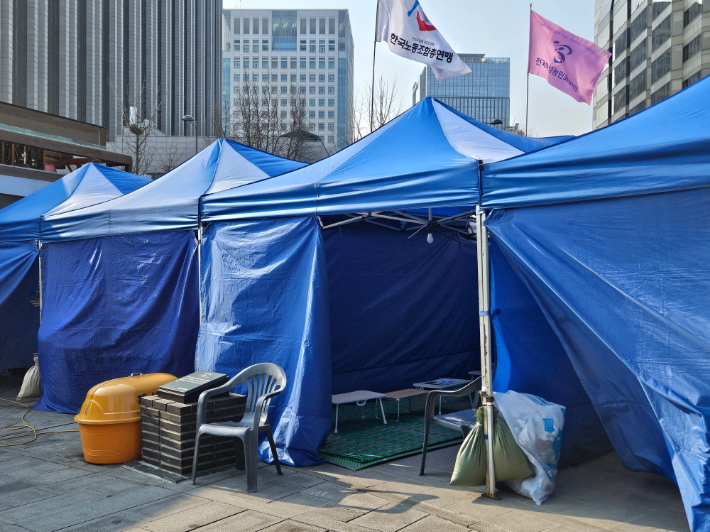 경복궁역 단식천막. 연합뉴스