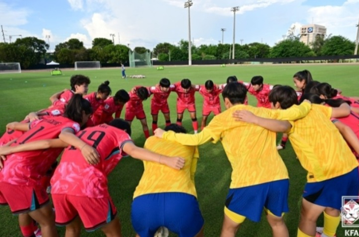 지난해 FIFA U-17 여자 월드컵 당시 한국 대표팀의 훈련 모습. 대한축구협회 제공