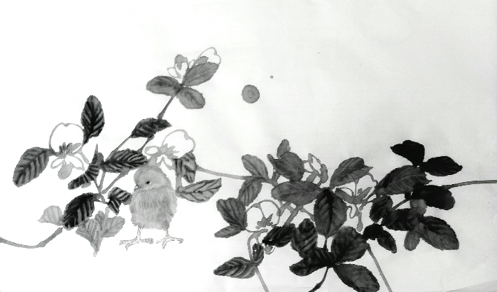 서정연, 소녀의 기도, 한지에 먹, 69 × 3cm, 2022. 서 작가 제공